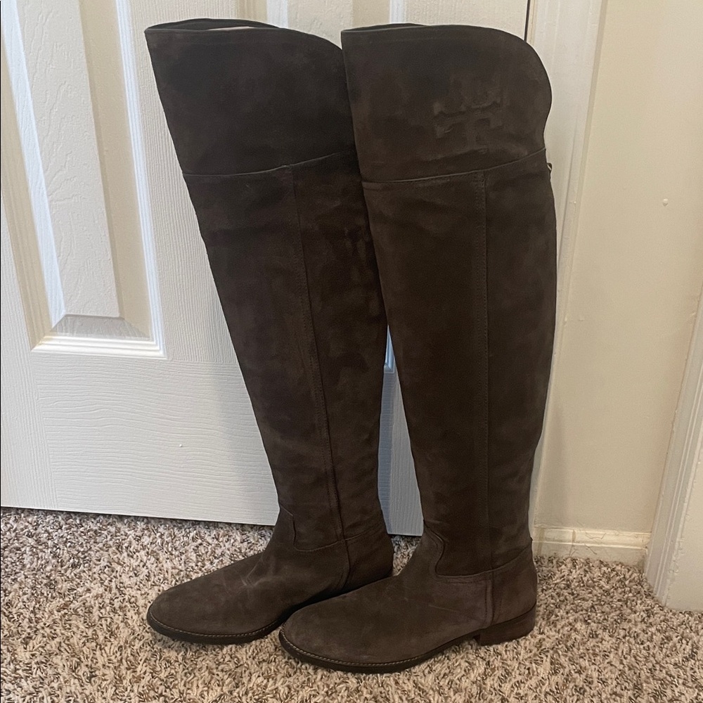 Tory Burch Chocolate Suede Over-the-Knee Boots
